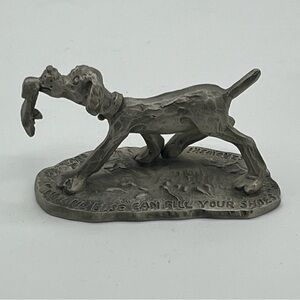 Vintage 1975 A. Zanolli Pewter Hunting Dog Figurine Signed “Fill Your Shoes”
